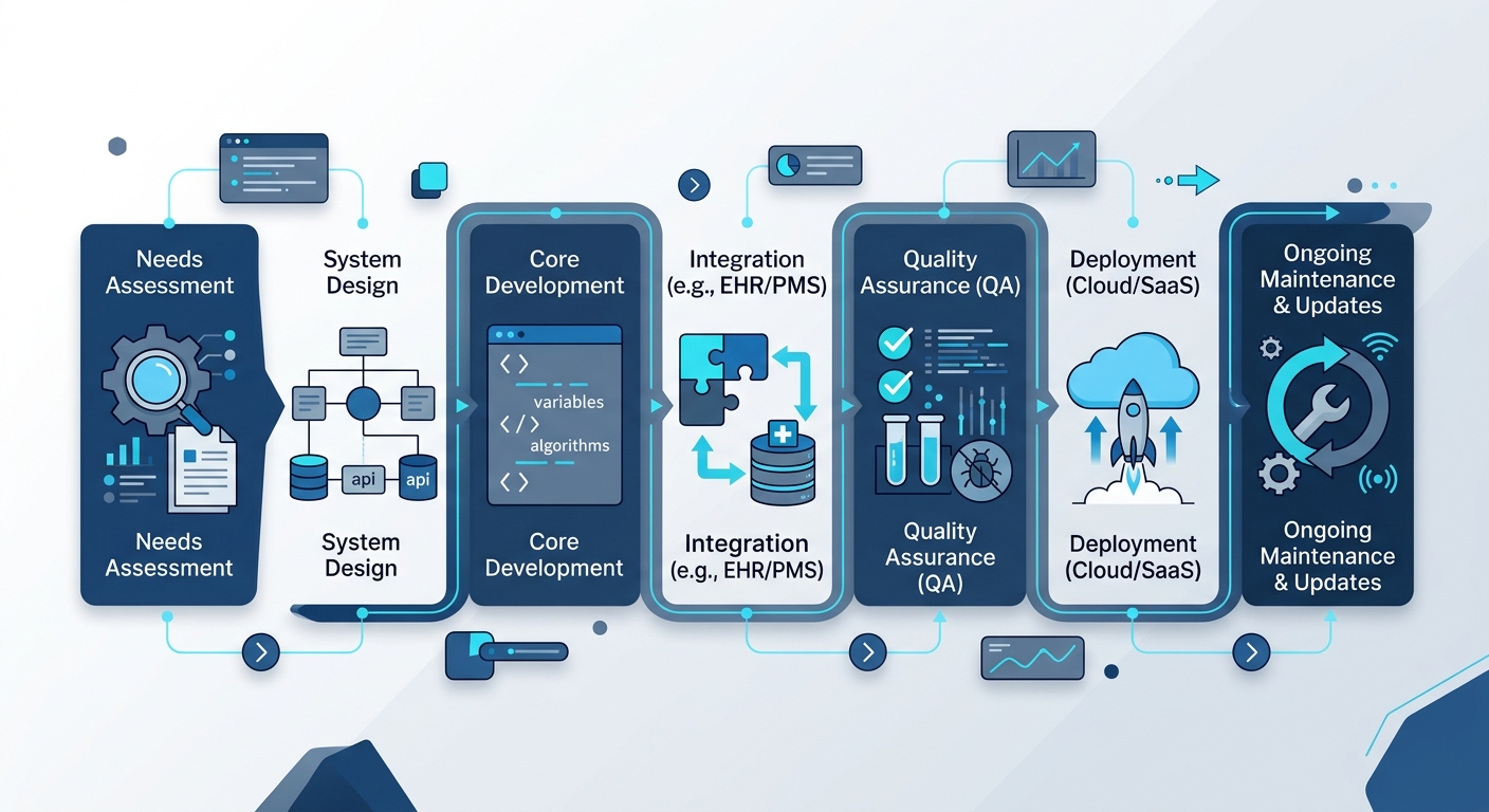 Illustration for Pharmacy Billing Software: 7 Proven Steps to Build Custom Solutions showing a software, SaaS, or AI automation workflow